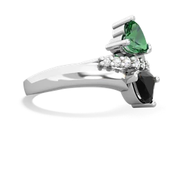 Lab Emerald Heart To Heart 14K White Gold ring R2064