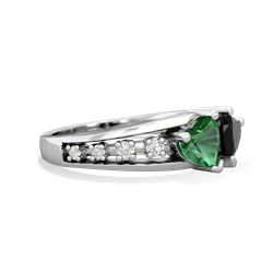 Lab Emerald Heart To Heart 14K White Gold ring R3342