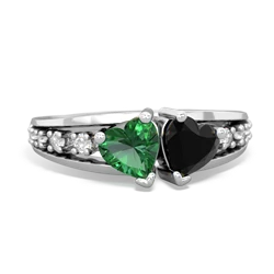 Lab Emerald Heart To Heart 14K White Gold ring R3342