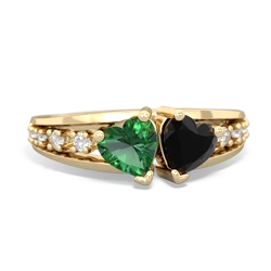 Lab Emerald Heart To Heart 14K Yellow Gold ring R3342