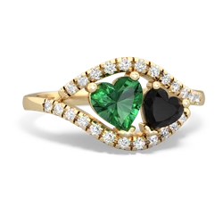 Lab Emerald Mother And Child 14K Yellow Gold ring R3010