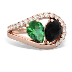 Lab Emerald Nestled Heart Keepsake 14K Rose Gold ring R5650