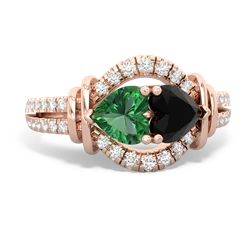 Lab Emerald Art-Deco Keepsake 14K Rose Gold ring R5630