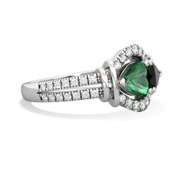 Lab Emerald Art-Deco Keepsake 14K White Gold ring R5630