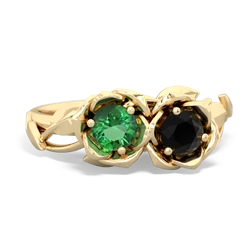 Lab Emerald Rose Garden 14K Yellow Gold ring R5510