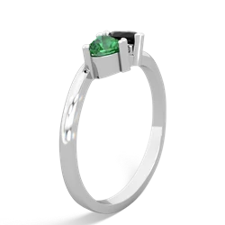 Lab Emerald Sweethearts 14K White Gold ring R5260