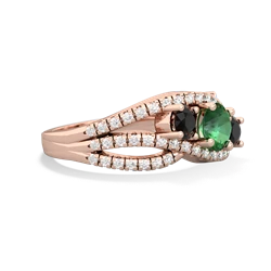 Lab Emerald Three Stone Aurora 14K Rose Gold ring R3080