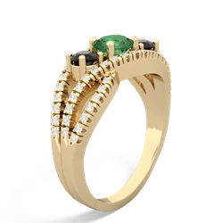 Lab Emerald Three Stone Aurora 14K Yellow Gold ring R3080