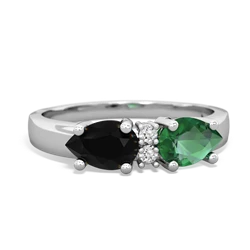 Lab Emerald Pear Bowtie 14K White Gold ring R0865