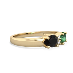 Lab Emerald Pear Bowtie 14K Yellow Gold ring R0865