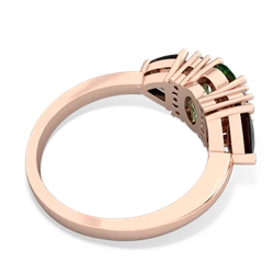 Lab Emerald Antique Style Three Stone 14K Rose Gold ring R2186