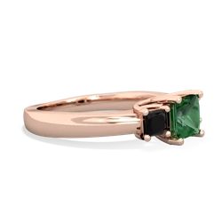 Lab Emerald Three Stone Trellis 14K Rose Gold ring R4015