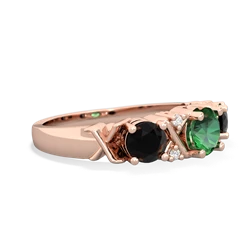 Lab Emerald Hugs And Kisses 14K Rose Gold ring R5016