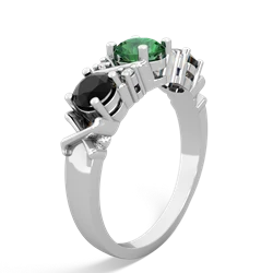 Lab Emerald Hugs And Kisses 14K White Gold ring R5016