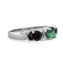 Lab Emerald Hugs And Kisses 14K White Gold ring R5016