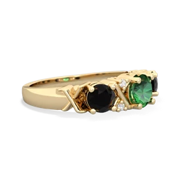 Lab Emerald Hugs And Kisses 14K Yellow Gold ring R5016