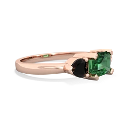 Lab Emerald Three Stone 14K Rose Gold ring R5235