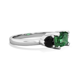 Lab Emerald Three Stone 14K White Gold ring R5235