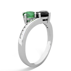 Lab Emerald Channel Set Two Stone 14K White Gold ring R5303