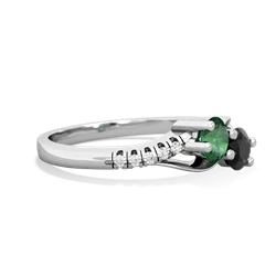 Lab Emerald Infinity Pave Two Stone 14K White Gold ring R5285