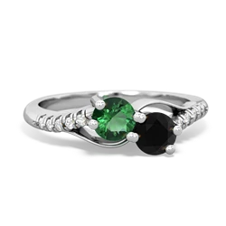 Lab Emerald Infinity Pave Two Stone 14K White Gold ring R5285