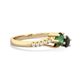 Lab Emerald Infinity Pave Two Stone 14K Yellow Gold ring R5285