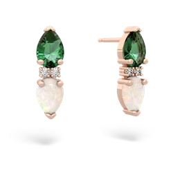 Lab Emerald Bowtie Drop 14K Rose Gold earrings E0865