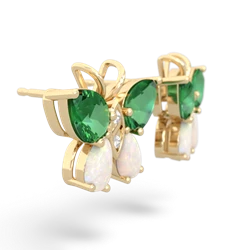 Lab Emerald Butterfly 14K Yellow Gold earrings E2215