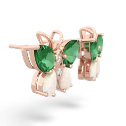 Lab Emerald Butterfly 14K Rose Gold earrings E2215