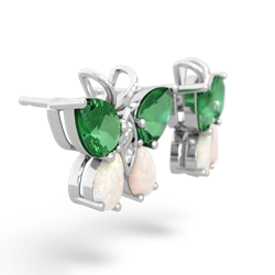 Lab Emerald Butterfly 14K White Gold earrings E2215