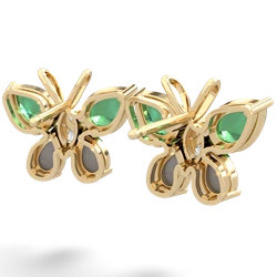 Lab Emerald Butterfly 14K Yellow Gold earrings E2215