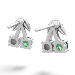 Lab Emerald Sweet Cherries 14K White Gold earrings E7001