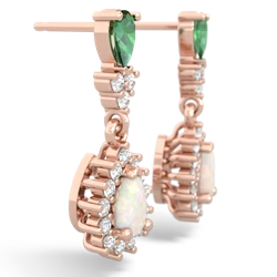 Lab Emerald Halo Pear Dangle 14K Rose Gold earrings E1882