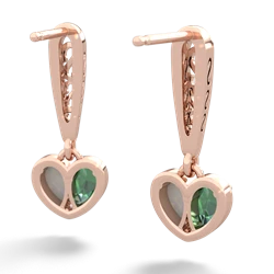 Lab Emerald Filligree Heart 14K Rose Gold earrings E5070