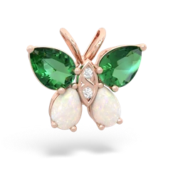 Lab Emerald Butterfly 14K Rose Gold pendant P2215