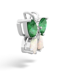 Lab Emerald Butterfly 14K White Gold pendant P2215