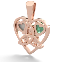 Lab Emerald Celtic Trinity Heart 14K Rose Gold pendant P5331