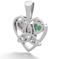 Lab Emerald Celtic Trinity Heart 14K White Gold pendant P5331