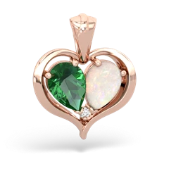 Lab Emerald Two Become One 14K Rose Gold pendant P5330