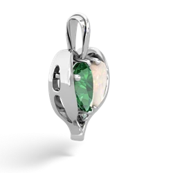 Lab Emerald Two Become One 14K White Gold pendant P5330