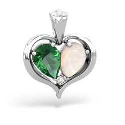 Lab Emerald Two Become One 14K White Gold pendant P5330