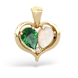 Lab Emerald Two Become One 14K Yellow Gold pendant P5330