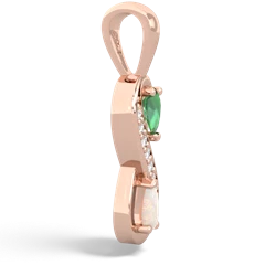 Lab Emerald Diamond Infinity 14K Rose Gold pendant P5390