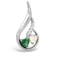 Lab Emerald Keepsake Curves 14K White Gold pendant P5450