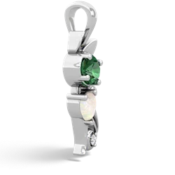 Lab Emerald Kitten 14K White Gold pendant P5780