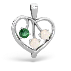 Lab Emerald Glowing Heart 14K White Gold pendant P2233