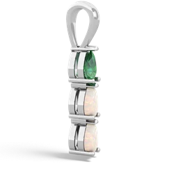 Lab Emerald Dew Drops 14K White Gold pendant P2251