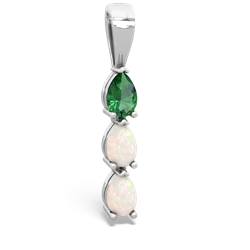 Lab Emerald Dew Drops 14K White Gold pendant P2251