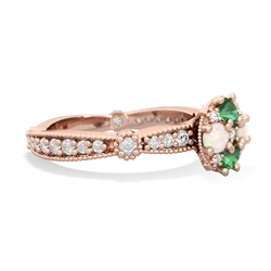 Lab Emerald Sparkling Tiara Cluster 14K Rose Gold ring R26293RD