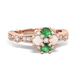 Lab Emerald Sparkling Tiara Cluster 14K Rose Gold ring R26293RD